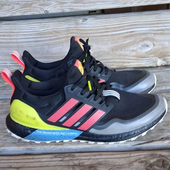 adidas Men's Black with Coral & Yellow UltraBoost All Terrain Athletic Shoes - Picture 6 of 15